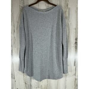 Loft Sweater Size XXL Heather Gray Fleece Boat Neck Ribbed Trim